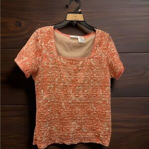 East 5th Orange and Cream Textured Blouse